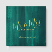 Huwelijk smaragdgroen en echt goud Folie Guestbook Gastenboek (Voorkant)