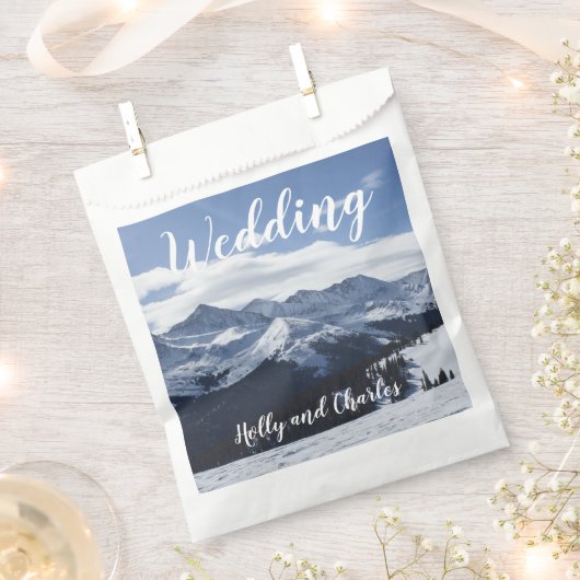Huwelijk Snowy Mountains Alpine Theme Bedankzakje (Geknipt)