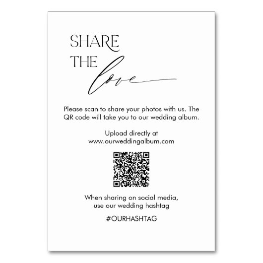 Huwelijk Social Media Sign met QR Code en Script Kaart (Voorkant)