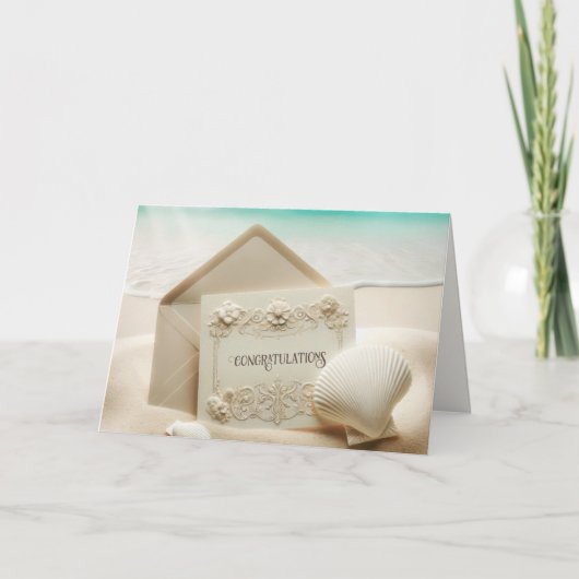 Huwelijk Stationery Gefeliciteerd in Beach Sand Kaart (Voorkant)
