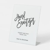 Huwelijk Stijlvolle Zwarte Script Hand Sanitizer Reclamebord Met Voetstuk (Voorkant)