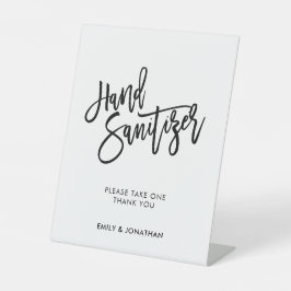 Huwelijk Stijlvolle Zwarte Script Hand Sanitizer Reclamebord Met Voetstuk