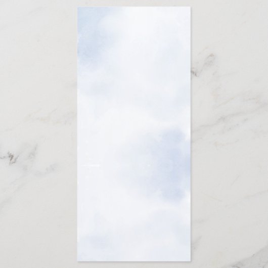 Huwelijk Stoffig Blauw Waterverf Ivoor Bloemen Din Menu (Achterkant)