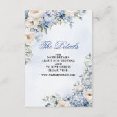 Huwelijk Stoffig Blauw Waterverf Ivoren Bloemen Bl Informatiekaartje (Voorkant)