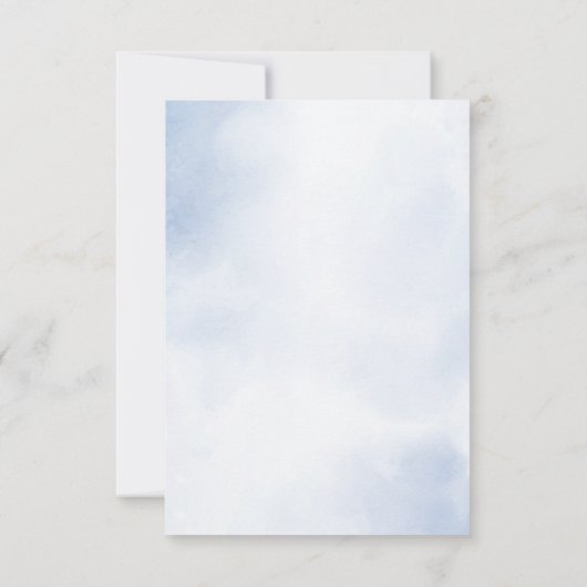 Huwelijk Stoffig Blauw Waterverf Ivoren Bloemen Bl RSVP Kaartje (Achterkant)