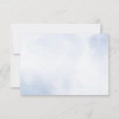 Huwelijk Stoffig Blauw Waterverf Ivoren Bloemen Bl RSVP Kaartje (Achterkant)