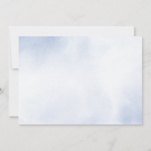 Huwelijk Stoffig Blauw Waterverf Ivoren Bloemen Bl Save The Date (Achterkant)