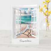 Huwelijk Strand Harten in het raam Kaart (Gele Bloem)