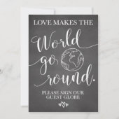 Huwelijk Tafelbord Gast Globe Kaart (Voorkant)