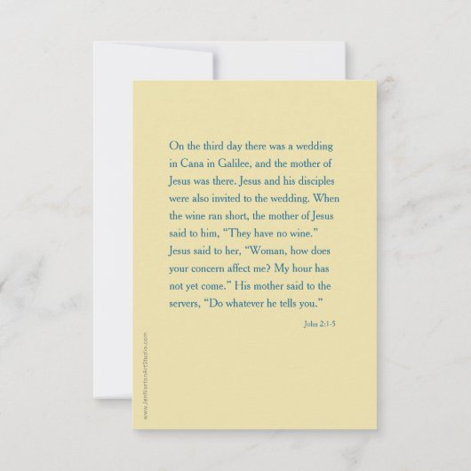 Huwelijk te Kana- gebedskaart, Johannes 2 (Achterkant)