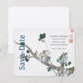 Huwelijk Trouwkalligrafie Bloemen Waterverf Save The Date (Voorkant / Achterkant)