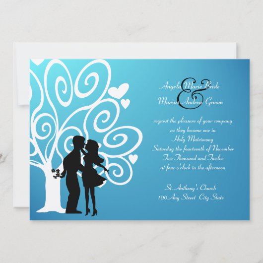 Huwelijk/ Trouwsilhouet Kaart (Voorkant)