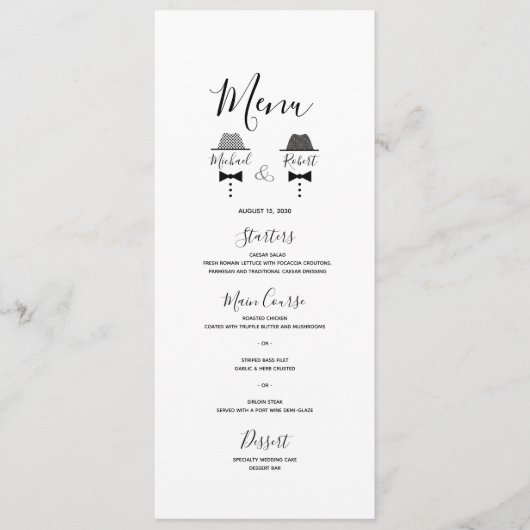Huwelijk tussen homoseksuelen menu (Voorkant)
