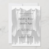 Huwelijk tussen twee bruidegoms in pak en das kaart (Voorkant)