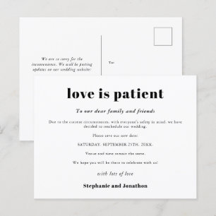 Huwelijk Uitgesteld Liefde Is Geduldig Sla Nieuw D Aankondigingskaart