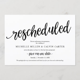 Huwelijk Uitgesteld, Zwart, Aankondigingskaart Kaart