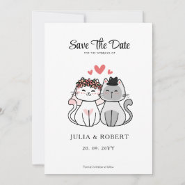 Huwelijk van Bruid en Bruidegom Cute Cat  Save The Date