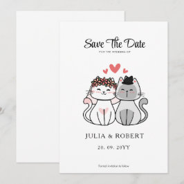 Huwelijk van Bruid en Bruidegom Cute Cat  Save The Date