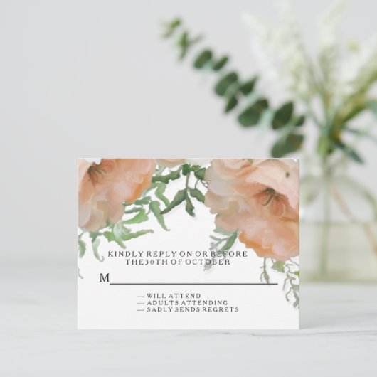 Huwelijk van de Bloemblaadjes van de Pastelkleur RSVP Kaartje (Staand voorkant)