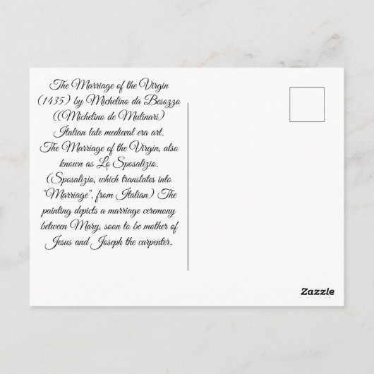 Huwelijk van de Maagd Briefkaart (Achterkant)