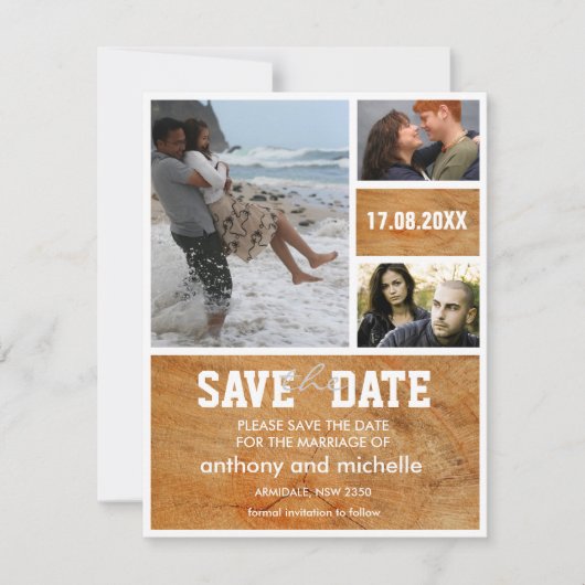 Huwelijk van het de fotoblok van de douane bewaart save the date (Voorkant)