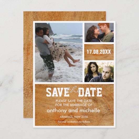 Huwelijk van het de fotoblok van de douane bewaart save the date (Voorkant / Achterkant)