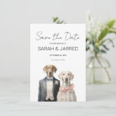 Huwelijk van honden bruid & bruidegom save the date (Staand voorkant)