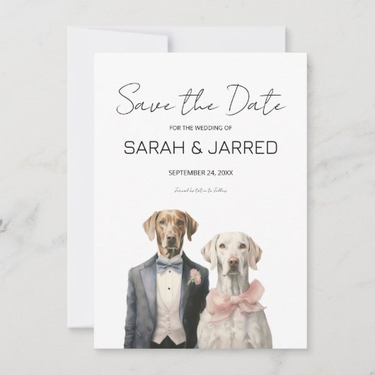 Huwelijk van honden bruid & bruidegom save the date (Voorkant)
