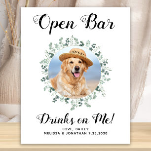 Huwelijk van huisdierhond Open bar aangepaste foto Poster