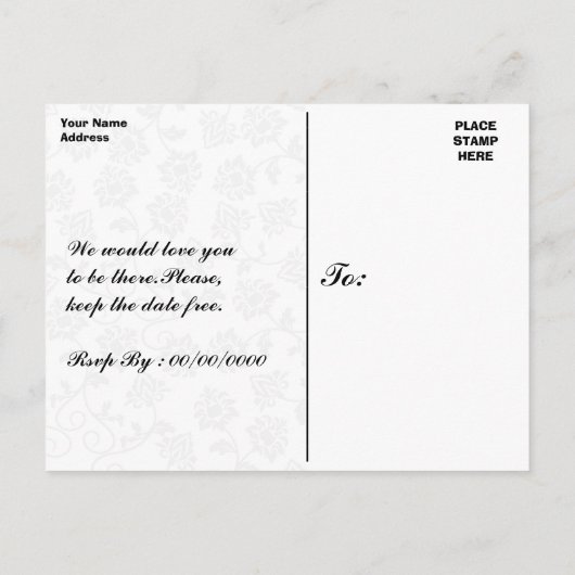 Huwelijk, verlovingsfeest uitnodiging briefkaart (Achterkant)