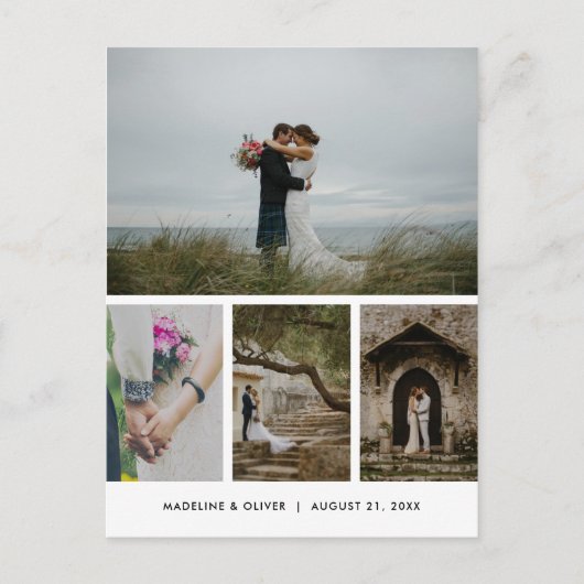 Huwelijk Vier foto eenvoudige minimalist Dank u Briefkaart (Voorkant)