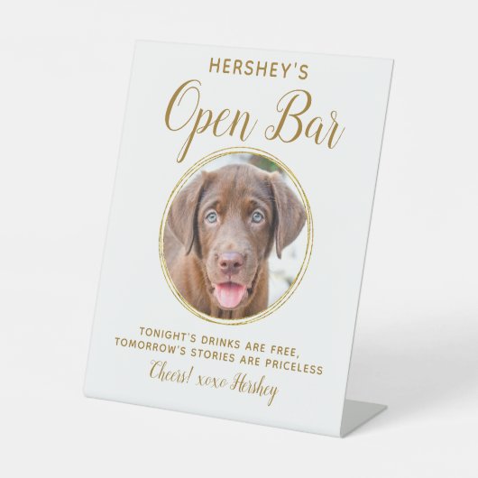 Huwelijk voor huisdieren Open bar Hondenfoto Elega Reclamebord Met Voetstuk (Voorkant)