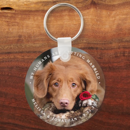 Huwelijk voor huisdieren Persoonlijke hondenfoto-v Sleutelhanger (Voorkant)