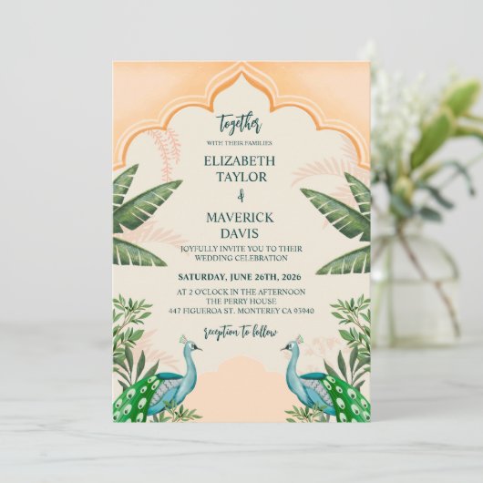 Huwelijk Watercolor Uitnodiging Sjabloon (Staand voorkant)