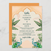 Huwelijk Watercolor Uitnodiging Sjabloon (Voorkant / Achterkant)