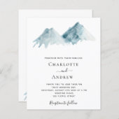 Huwelijk watergekleurde berglandschap uitnodiging (Voorkant / Achterkant)