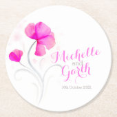 Huwelijk waterverf bloem roze papier onderzetters (Voorkant)
