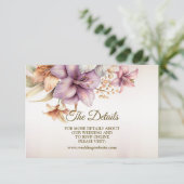 Huwelijk Waterverf Boho Roze Bloemen Elegant Informatiekaartje (Staand voorkant)