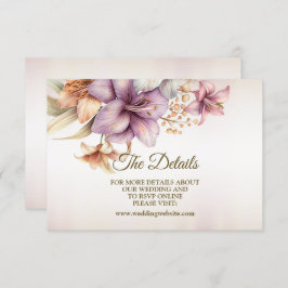 Huwelijk Waterverf Boho Roze Bloemen Elegant Informatiekaartje