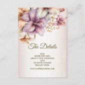Huwelijk Waterverf Boho Roze Bloemen Elegant Informatiekaartje (Voorkant)