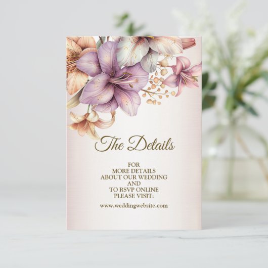 Huwelijk Waterverf Boho Roze Bloemen Elegant Informatiekaartje (Staand voorkant)