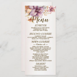 Huwelijk Waterverf Boho Roze Bloemen Elegant Menu