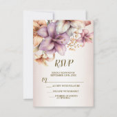 Huwelijk Waterverf Boho Roze Bloemen Elegant RSVP Kaartje (Voorkant)