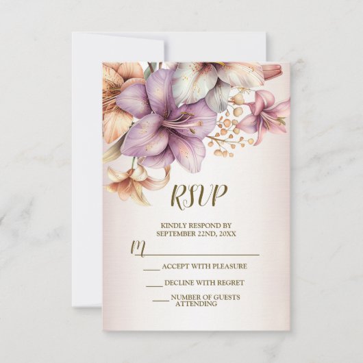 Huwelijk Waterverf Boho Roze Bloemen Elegant RSVP Kaartje (Voorkant)
