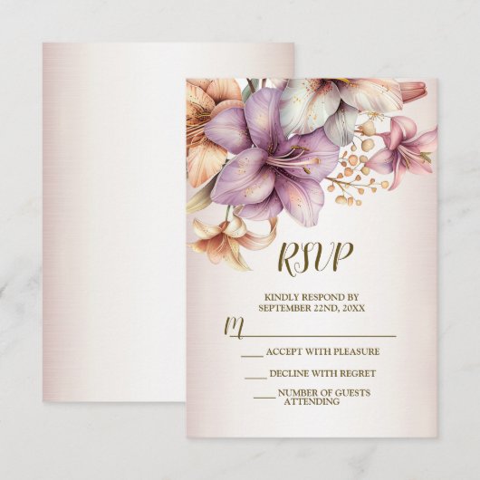 Huwelijk Waterverf Boho Roze Bloemen Elegant RSVP Kaartje (Voorkant / Achterkant)
