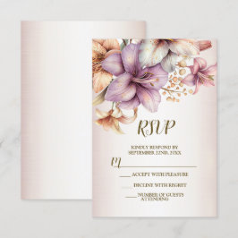 Huwelijk Waterverf Boho Roze Bloemen Elegant RSVP Kaartje