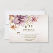 Huwelijk Waterverf Boho Roze Bloemen Elegant RSVP Kaartje (Voorkant)