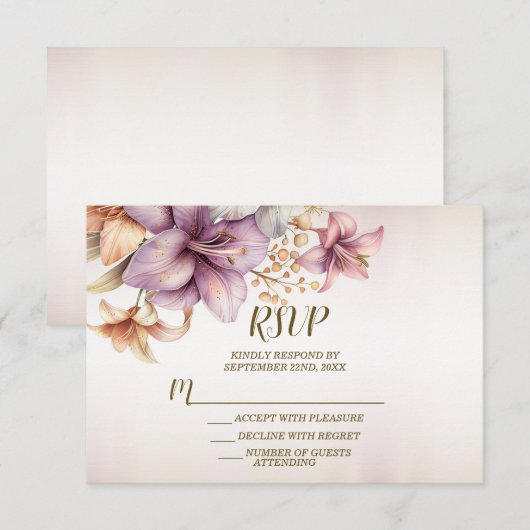Huwelijk Waterverf Boho Roze Bloemen Elegant RSVP Kaartje (Voorkant / Achterkant)
