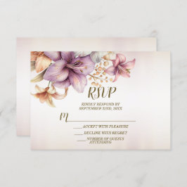 Huwelijk Waterverf Boho Roze Bloemen Elegant RSVP Kaartje