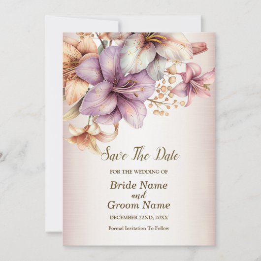 Huwelijk Waterverf Boho Roze Bloemen Elegant Save The Date (Voorkant)